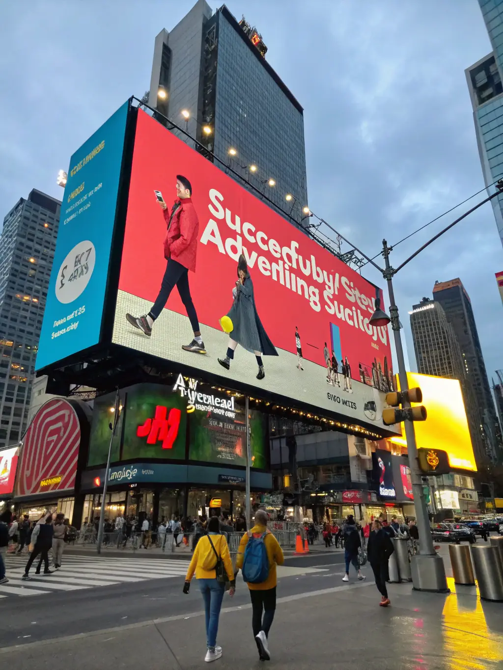 A professional photograph of a well-designed billboard advertisement, highlighting the impact of traditional media campaigns.